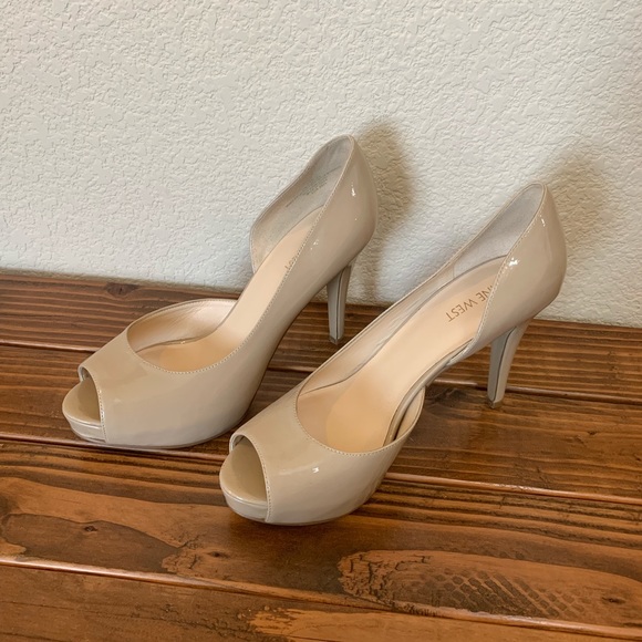 cream platform heels